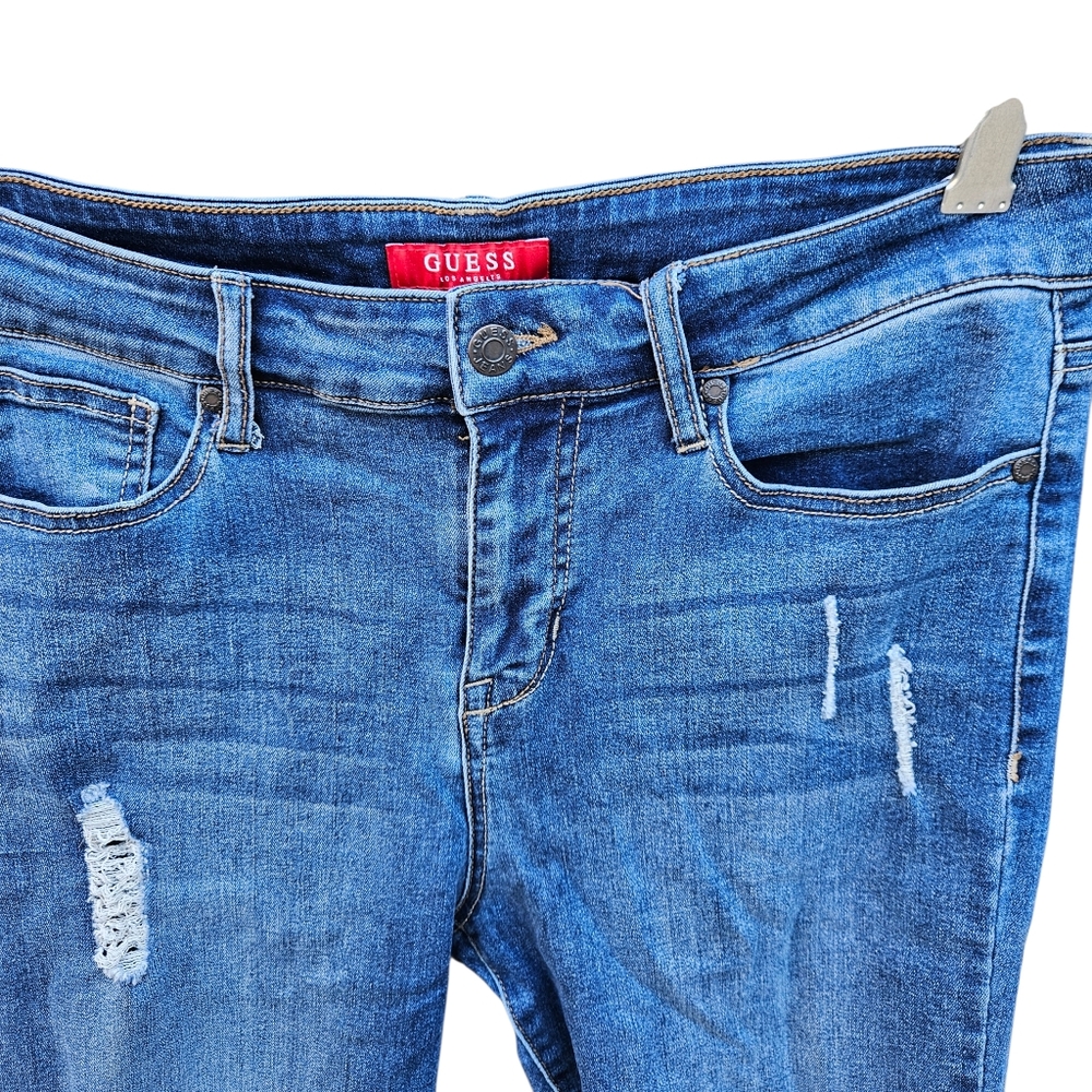 Guess Blue Ripped Skinny Jeans Women Size 31 - Picture 4 of 16
